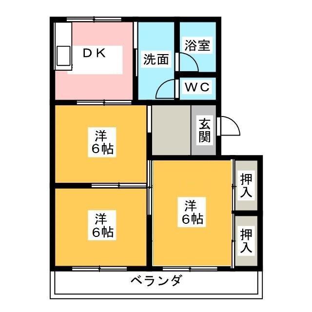 レジデンス榛葉(3DK/1階)の間取り写真