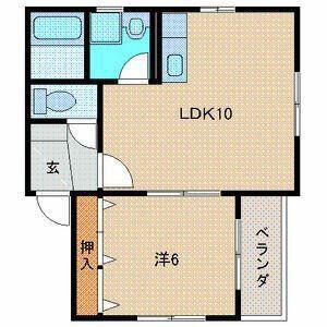 リバティヒルズ浅生(1LDK/1階)の間取り写真