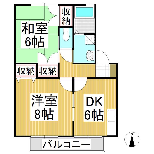 パークサイド石渡(2DK/1階)の間取り写真