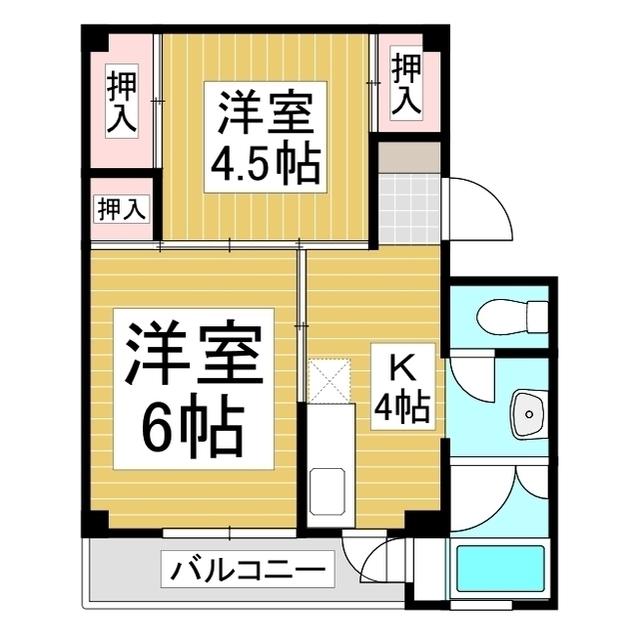 ビレッジハウス川岸2号棟(2K/3階)の間取り写真
