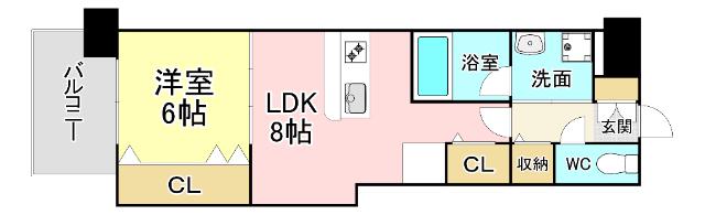 コンプレート金田(1LDK/13階)の間取り写真