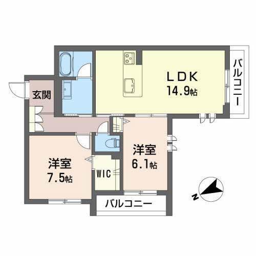 パラディーソ(2LDK/3階)の間取り写真