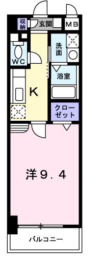 ハッピー・デン(1K/2階)の間取り写真