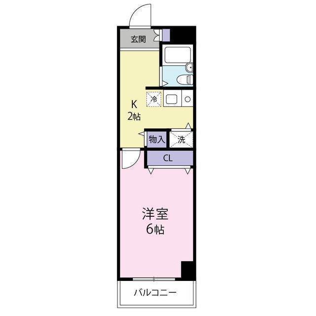 北浦和パークハイツ(1K/4階)の間取り写真
