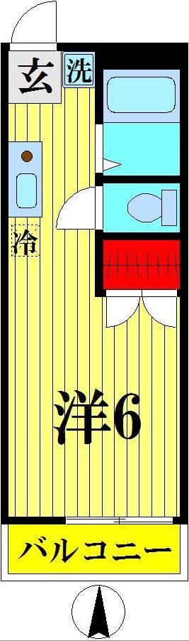 ソフィア谷塚(ワンルーム/2階)の間取り写真