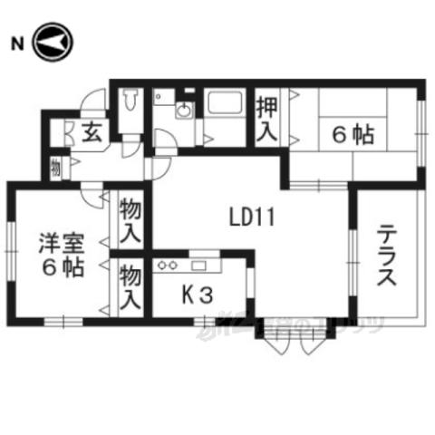 ヘーベルヒルズ西向日(2LDK/2階)の間取り写真