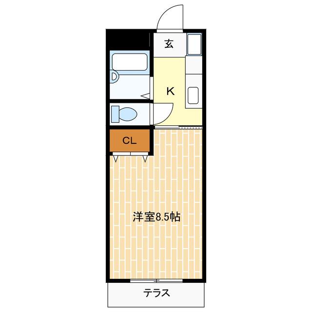 シベルニー磐田B(1K/3階)の間取り写真