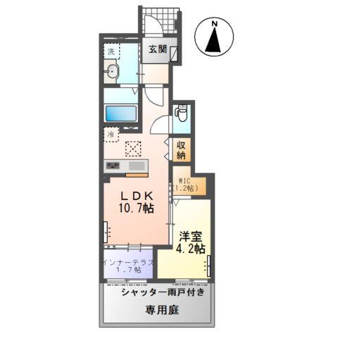 イグナスI(1LDK/1階)の間取り写真