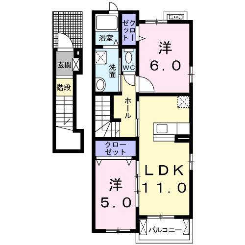 エテルノ(2LDK/2階)の間取り写真