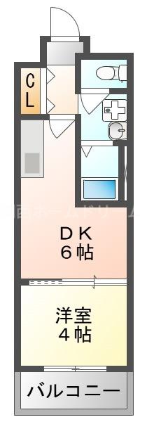 ヴィラナリー豊秀(1DK/6階)の間取り写真