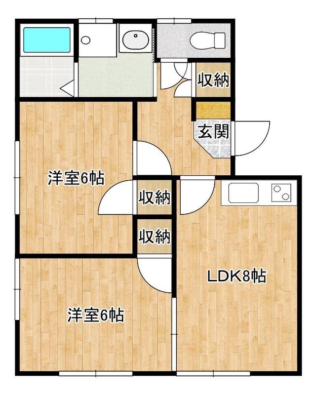 CUBE篠栗駅北(2LDK/2階)の間取り写真
