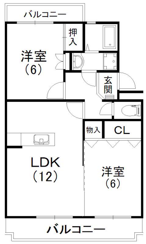初生パークハイツ(2LDK/2階)の間取り写真