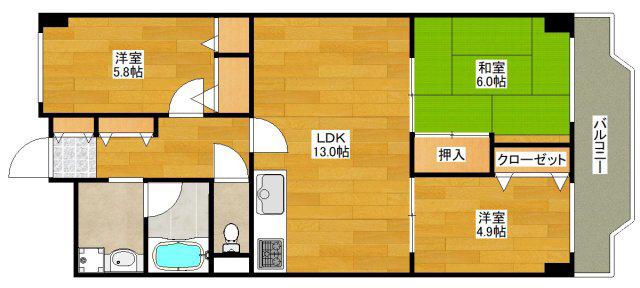 アーク江坂(3LDK/6階)の間取り写真