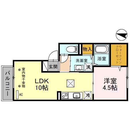 フォートレスIII(1LDK/1階)の間取り写真