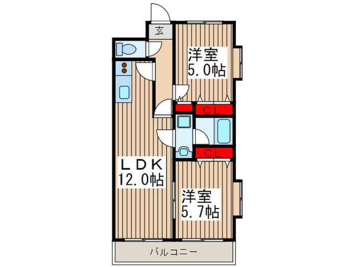 アビテ東川口(2LDK/5階)の間取り写真