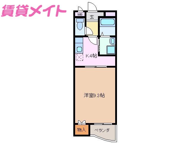 マンションパディ(1K/2階)の間取り写真