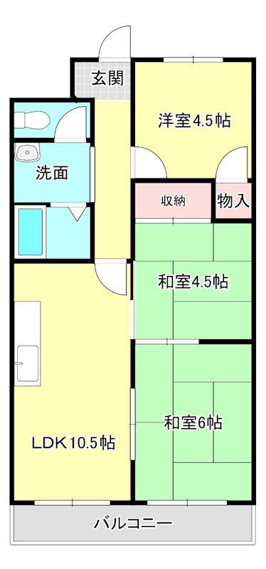 マーシハイツ(3LDK/4階)の間取り写真