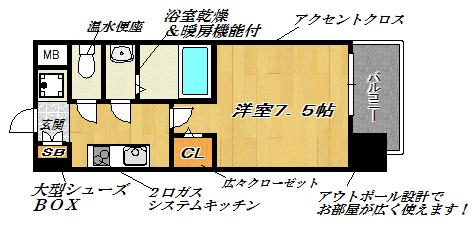 リッツ加島(1K/3階)の間取り写真