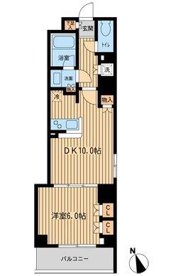 ファインアドレス新御徒町(1LDK/12階)の間取り写真