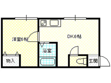 ボンアール12(1DK/1階)の間取り写真