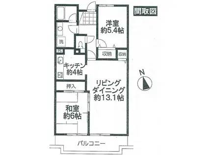 川間ガーデンハウス(2LDK/8階)の間取り写真