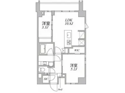 ASYL COURT麻布十番(2LDK/6階)の間取り写真