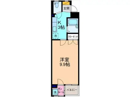 グレープハイツII(1K/2階)の間取り写真