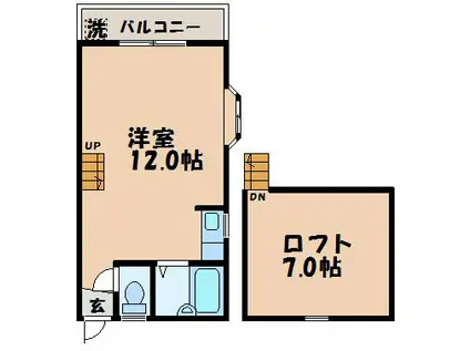 大福アパート(ワンルーム/1階)の間取り写真