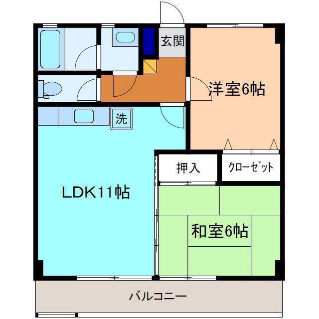 セシボン堀内I(2LDK/2階)の間取り写真