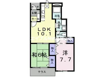 パピリオ初瀬(2LDK/1階)の間取り写真