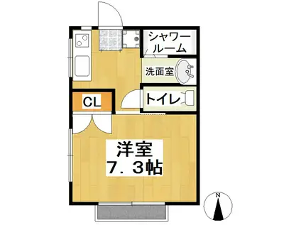 育栄荘B棟(1K/2階)の間取り写真