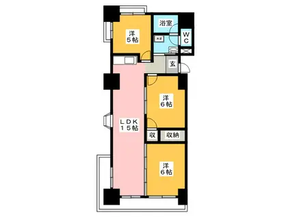 ハイタウンみずほII(3LDK/5階)の間取り写真