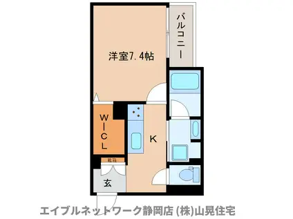 イーストクラス静岡(1K/1階)の間取り写真