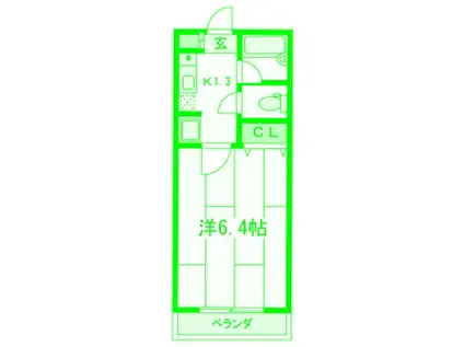 ルート66II(1K/2階)の間取り写真