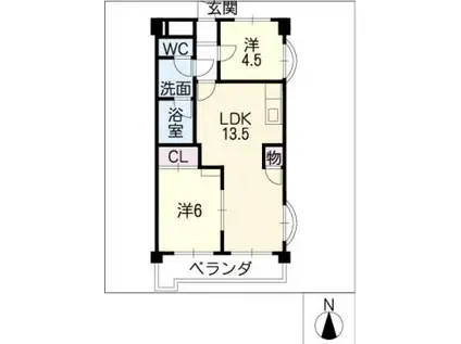 マンション三喜(2LDK/2階)の間取り写真