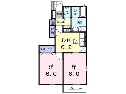 アース・マーベラス(2DK/1階)の間取り写真