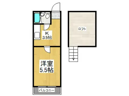 ジェネシスパートIII(1K/2階)の間取り写真