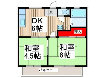 美原ハイツA(2DK/1階)の間取り写真