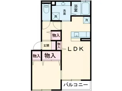 シャルム総持寺(1LDK/2階)の間取り写真