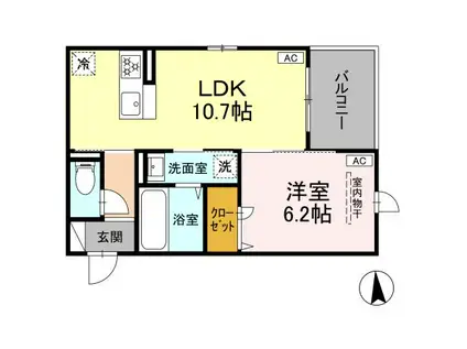 D-ROOM薬師堂(1LDK/2階)の間取り写真