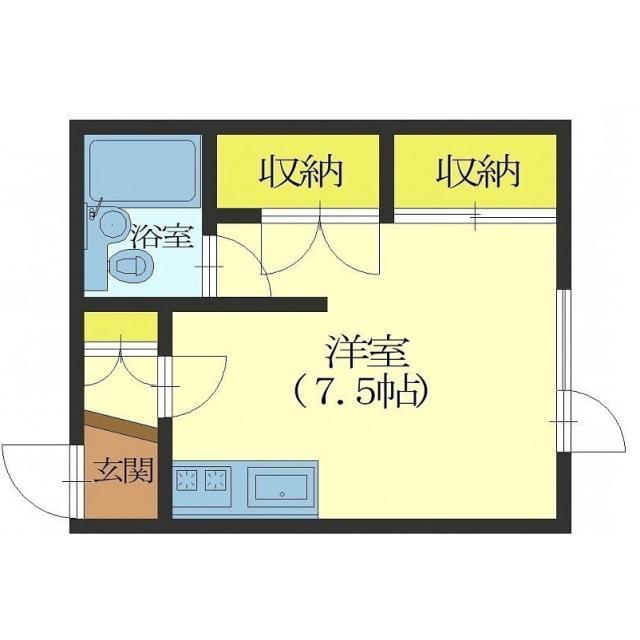 フェローハウスII(ワンルーム/2階)の間取り写真