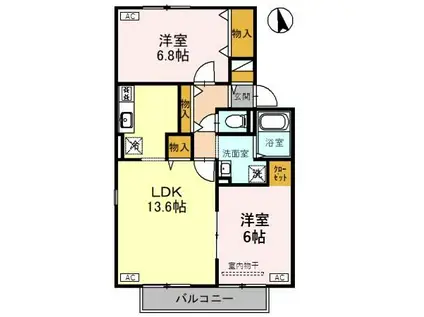 ヴィラ・アネシスG棟(2LDK/2階)の間取り写真