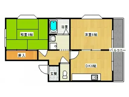 タウン丸山A(2DK/1階)の間取り写真