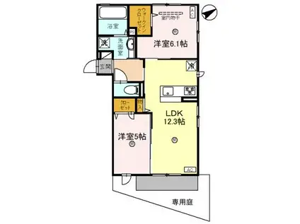 プレステージア忍ケ丘(2LDK/2階)の間取り写真