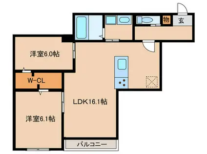 メゾンルボア大里(2LDK/2階)の間取り写真