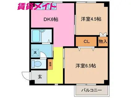 コーポ東高倉(2DK/2階)の間取り写真