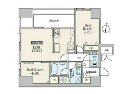 ルミエール三番町(2LDK/6階)の間取り写真