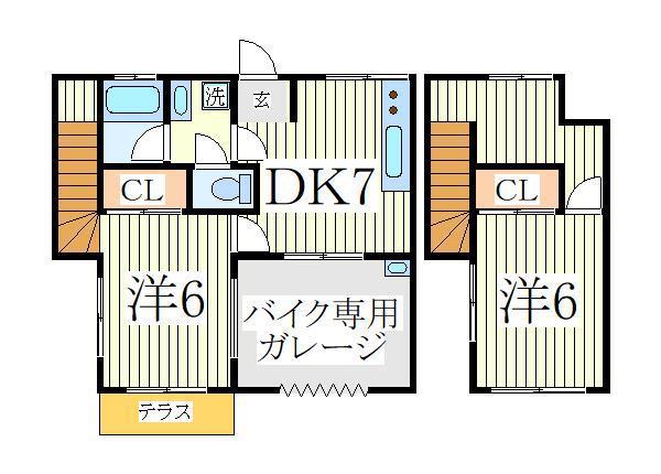 ホワイトベース(2DK/1階)の間取り写真