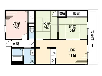 グリーンハイム千里南が丘(3LDK/3階)の間取り写真