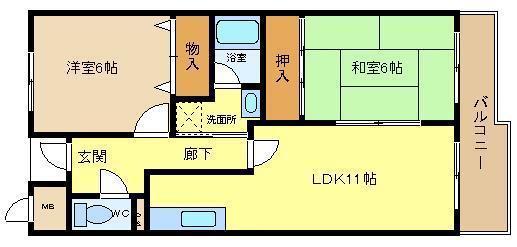 コートグレース(2LDK/3階)の間取り写真